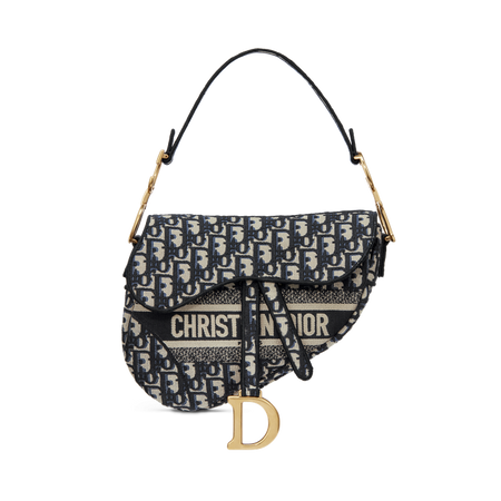 Saddle Bag Blue Dior Oblique Embroidery | DIOR