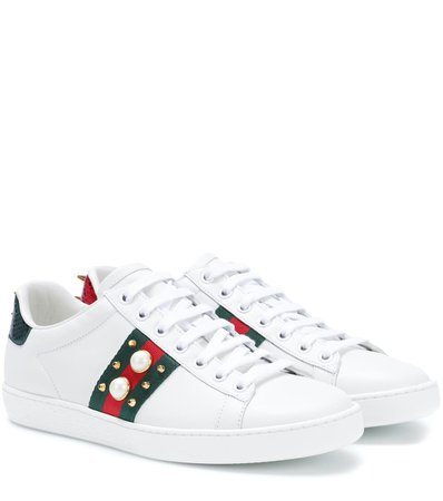Ace Embellished Leather Sneakers - Gucci | mytheresa
