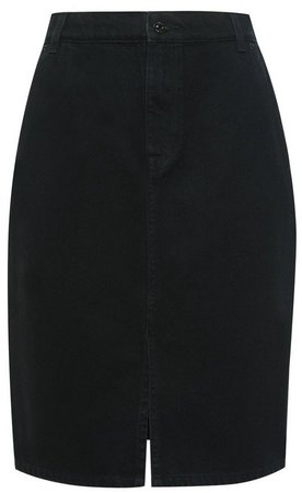 DP Petite Black Denim Midi Skirt
