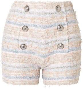 Button-embellished Tweed Shorts
