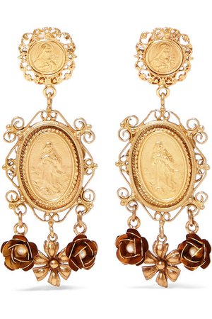 Dolce & Gabbana | Gold-tone faux pearl clip earrings | NET-A-PORTER.COM