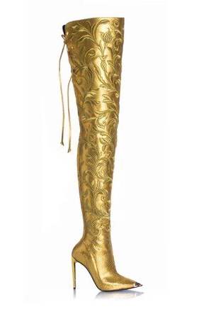 Gold high boots