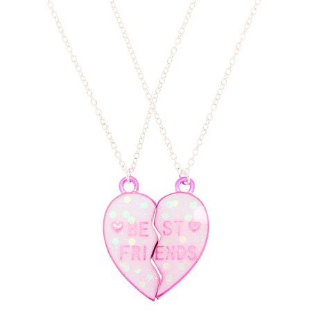 Best Friends Heart Pendant Necklaces - Pink | Claire's US