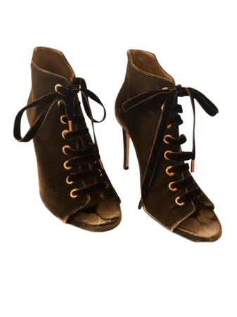 open toe brown velvet heels shoes