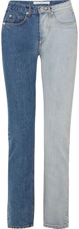 Pushbutton - Two-tone High-rise Straight-leg Jeans - Mid denim