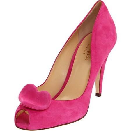 Pink suede Kate Spade wedding shoes