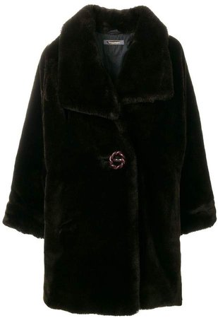 Pre-Owned faux-fur oversize coat