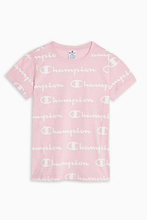 Pink Repeat Logo T-Shirt by Champion | Topshop