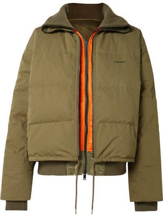 Reversible Padded Shell Down Jacket - Army green