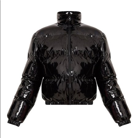 Missguided Jackets & Coats | Missguided Black Cropped Vinyl Puffer Jacket | Poshmark