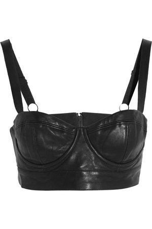 Black leather bustier