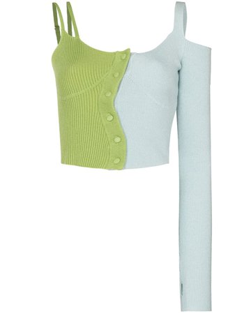 Shop Danielle Guizio split two-tone asymmetric cardigan with Express Delivery - FARFETCH
