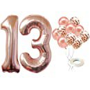Amazon.com: Rose Gold 13 Balloon Number Set – Large, 40 Inch | Pack of 12 | 13 Birthday Decorations for Girls and Boys | Rose Gold Latex Balloons - Pack of 10 | Rose Gold 13 Year Old Birthday Decorations Kit: Toys & Games