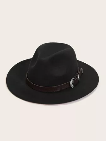 Buckle Belt Decor Fedora Hat | SHEIN UK