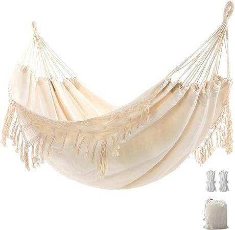 Double Hammock with Elegant Tassels and Fishtail Knitting - 2 Person Portable Outdoor/Indoor Hammock, Includes Tie Ropes and Carry Bag - Perfect for Camping, Porch, Garden : Amazon.ca: Patio, Lawn & Garden
