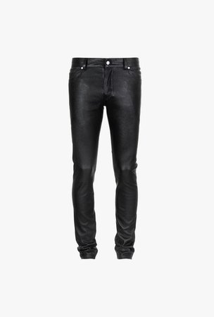 Black Leather Pants for Men - Balmain.com
