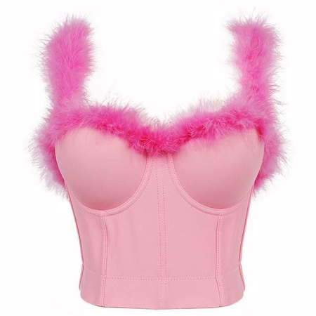 pink fur corset top