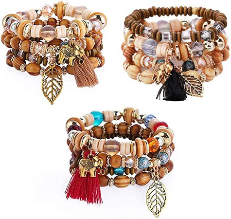 Amazon.com: Baoqin Boho Beaded Bracelets for Women - Charm Stackable Multilayer Bracelets Gift for Women Girls Men (set#3): Clothing, Shoes & Jewelry