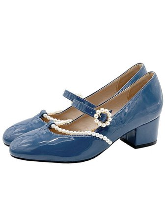Mary Jane Pearls Chunky Heels Shoes – Retro Stage - Chic Vintage Dresses and Accessories