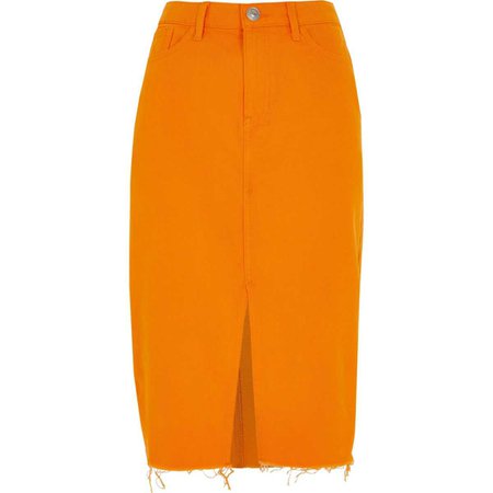Orange denim pencil skirt - Midi Skirts - Skirts - women