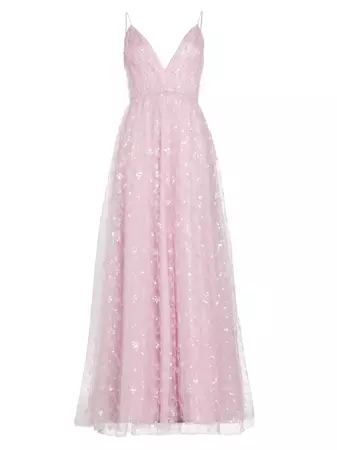 Shop ML Monique Lhuillier Layla Sequined Lace A-Line Gown | Saks Fifth Avenue