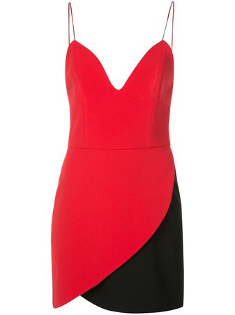 Red Alice+Olivia Amina Two-Tone Slip Dress | Farfetch.com