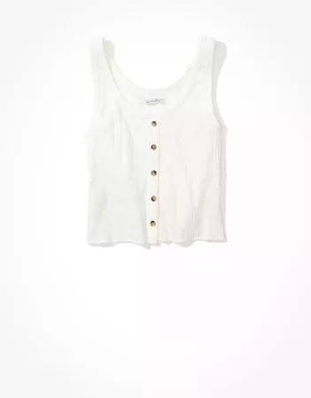 AE Button Front Tank Top white