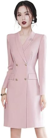 GeRRiT Pink Suit Dress Feminine Spring Temperament at Amazon Women’s Clothing store