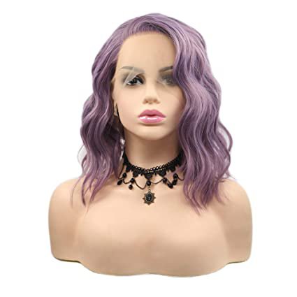 Amazon.com : Short bob Pastel Wig for Women Girls Costume Lilac Lavender Wig Synthetic Purple Lace Front Wig for Female Lady Summer Holidays Party Shoulder Wig Loose Wave Hair Drag Queen 14inches : Beauty