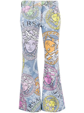 Versace Medusa Amplified Print Flared Cropped Jeans - Farfetch