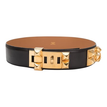 Hermes Black Calfskin Leather Collier de Chien Medor Belt 82cm – Madison Avenue Couture
