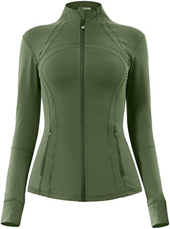 QUEENIEKE Women's Sports Define Jacket Slim Fit and Cottony-Soft Handfeel Size XL Color Army Green at Amazon Women’s Clothing store