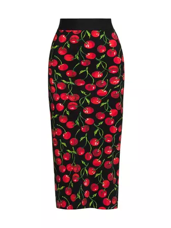 Shop Dolce&Gabbana Cherry Print Midi Skirt | Saks Fifth Avenue