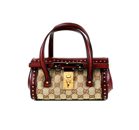 Gucci Bamboo Detail Monogran Mini Handbag