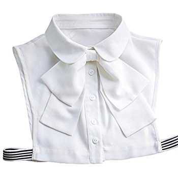 Shinywear Korean Women White Detachable Bow False Shirt Doll Collar Blouse Dickey at Amazon Women’s Clothing store: