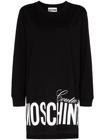 Moschino Oversized Logo-Print Sweatshirt Dress Ss20 | Farfetch.Com