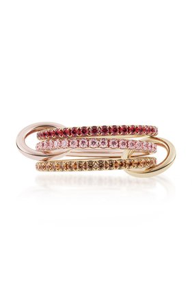 Aurora MX Set-Of-Three 18K Gold, Ruby and Sapphire Rings by Spinelli Kilcollin | Moda Operandi