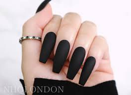 matte black long nails - Google Search