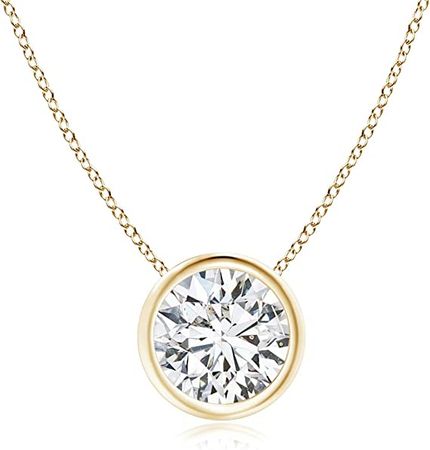 Amazon.com: ANGARA Natural White Diamond Solitaire Pendant Necklace for Women, Girls in 14K Yellow Gold (Grade-HSI2 | 4.1mm) April Birthstone Jewelry Gift for Her | Birthday | Wedding | Anniversary : Clothing, Shoes & Jewelry
