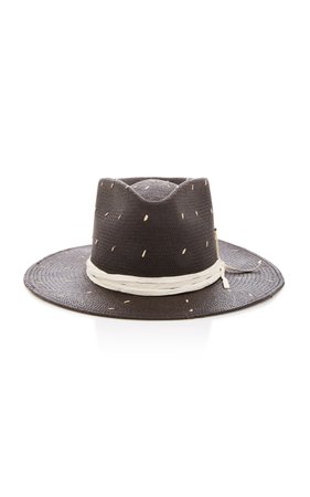 Nick Fouquet Rain Dog Ribbon-Trimmed Straw Hat Size: 7 1/8