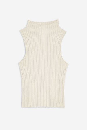 Sleeveless Ribbed Funnel Neck Tank Top | Topshop