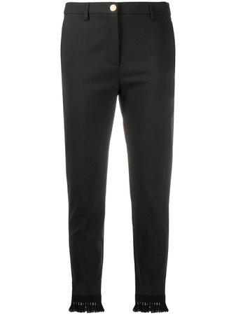 Blumarine frayed hem cropped trousers black 20618 - Farfetch