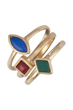red blue green ring set