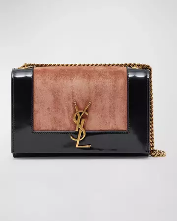 Saint Laurent Kate Small YSL Suede & Leather Chain Shoulder Bag | Neiman Marcus