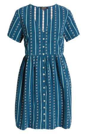Alexandra Jacquard Stripe Button Front Minidress | Nordstrom