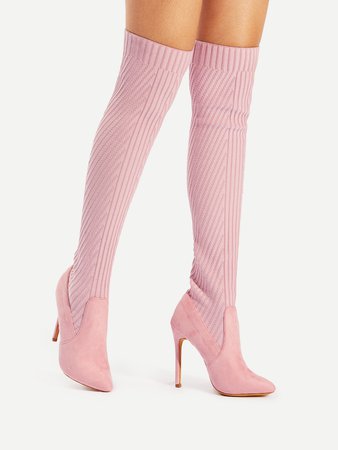 Pointed Toe Thigh High Stiletto Boots