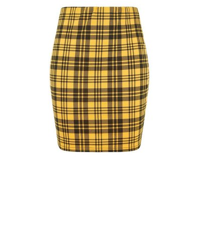 Girls Yellow Check Tube Skirt | New Look