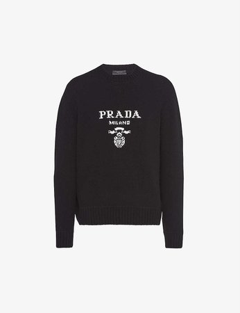 PRADA - Logo-intarsia wool and cashmere-blend jumper | Selfridges.com
