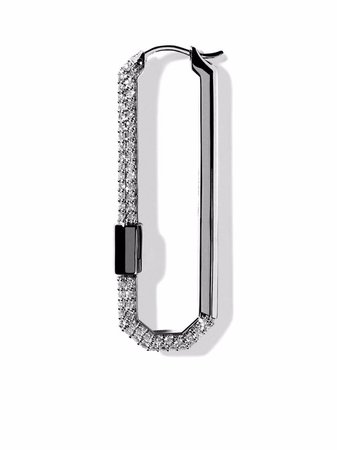 AS29 18kt Black Gold Large Lock Pave Diamond Earring - Farfetch