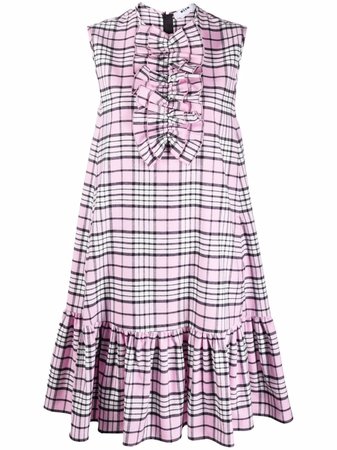 MSGM check-pattern Ruffled Midi Dress - Farfetch